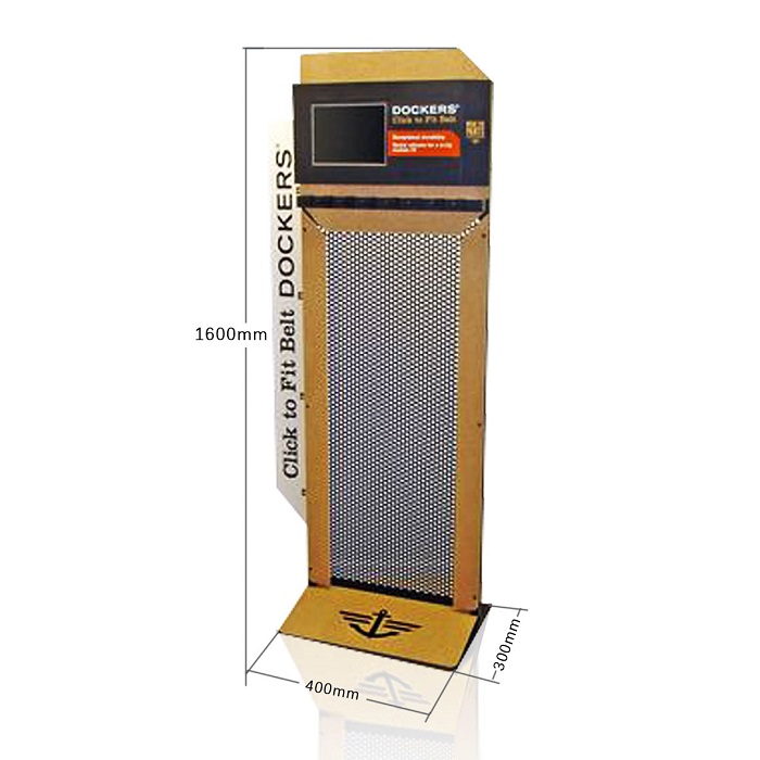 Heavy-Duty Metal Pegboard Retail Belt Floor Display Stand Rack with Hooks