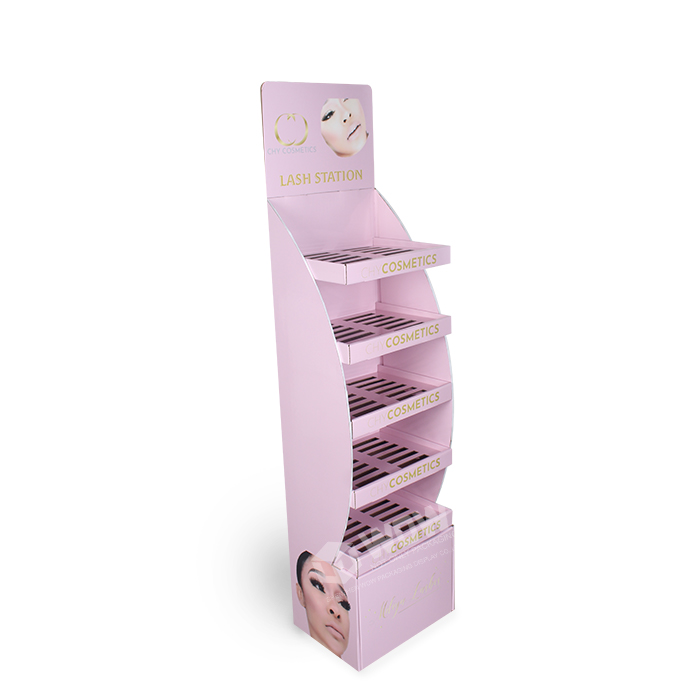 Rak Display Makeup untuk Toko Ritel dengan Rak Berdiri di Lantai dan Rak Display POS Karton