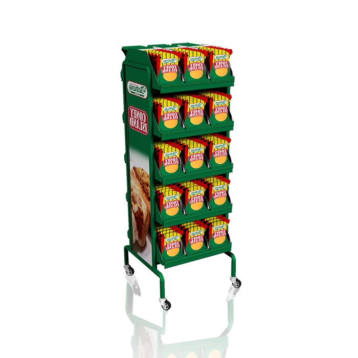 Metal End Cap Display Rack for Potato Chips with Wheels