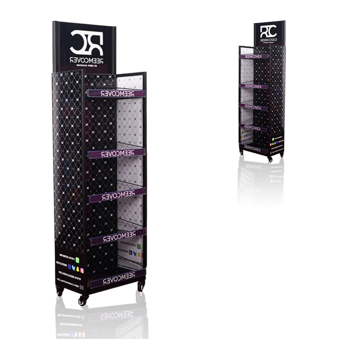 Pop Floor Display with Metal Wine Racks and Display Shelves on Wheels