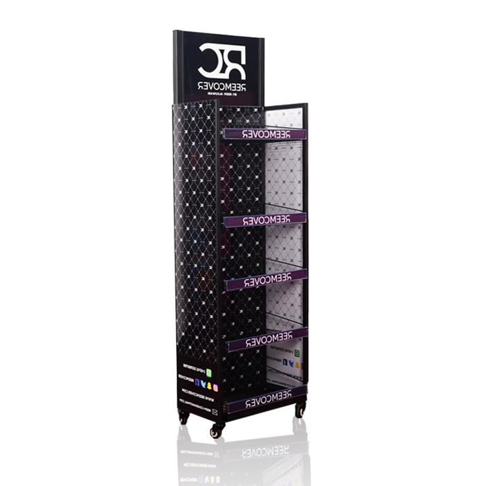 Pop Floor Display with Metal Wine Racks and Display Shelves on Wheels