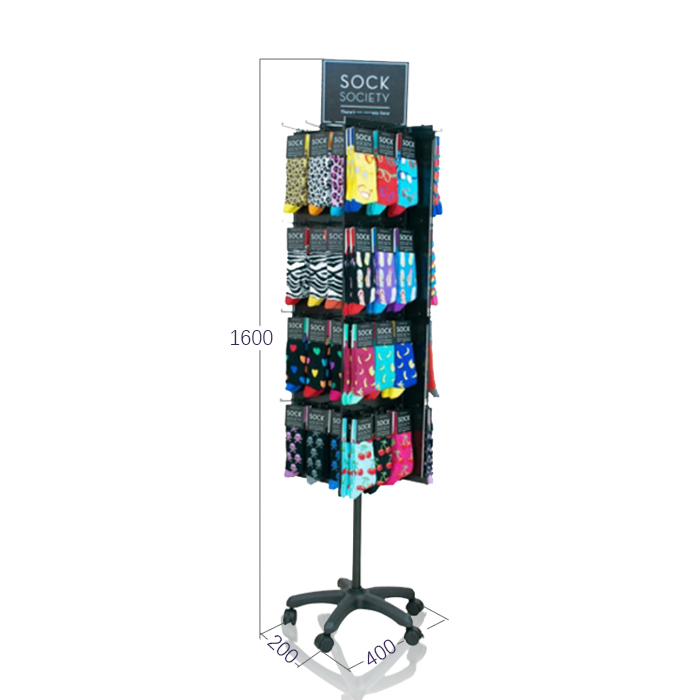 Socks Display Stand for Shop with Metal Hooks and Spinner Rack