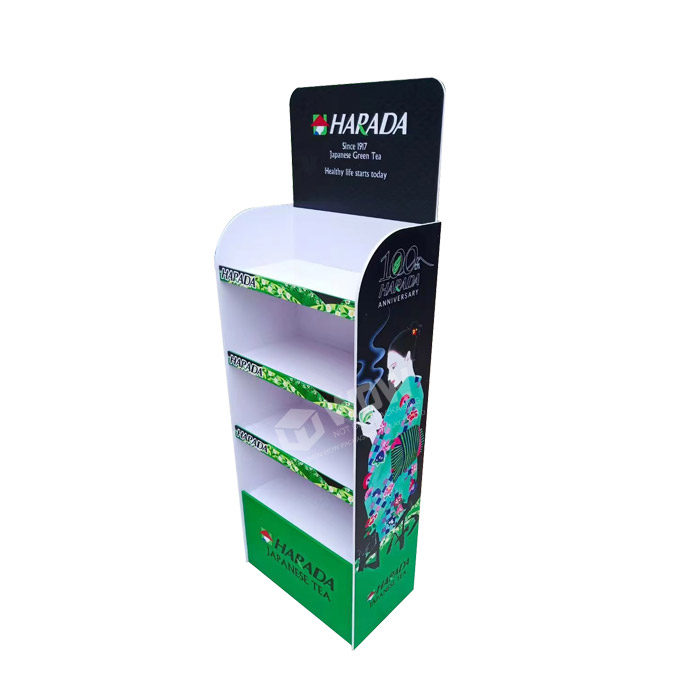 Tea Shop Display Featuring Floor Stand Displays with 4 Shelves and PVC Display Racks