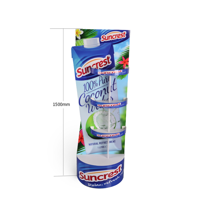 Point of Purchase Sales with Standing Cardboard Display for Coconut Bottle Rack