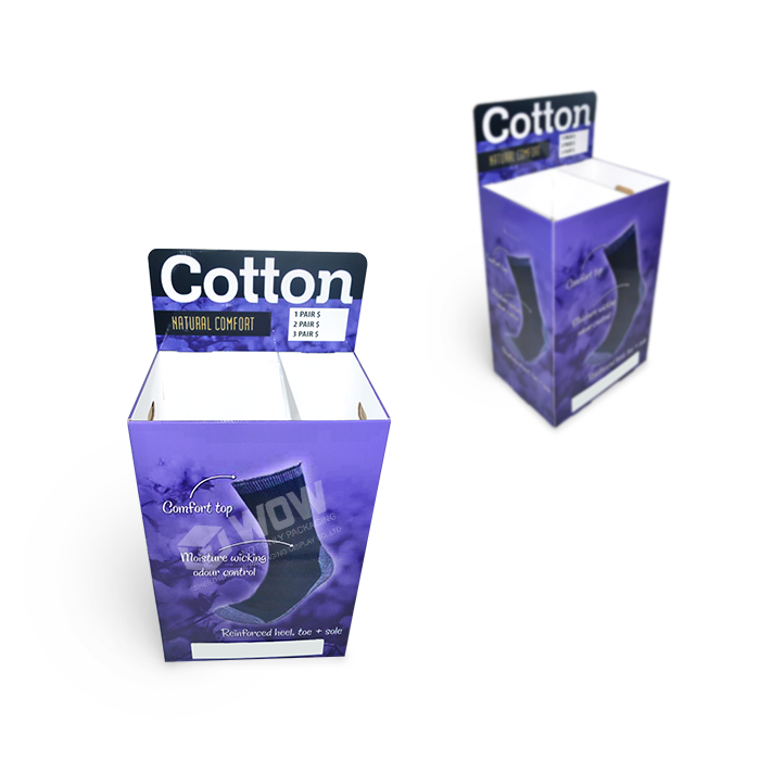 Point of Purchase Products Featuring Sock Display Rack and Cardboard Display Dump Bins
