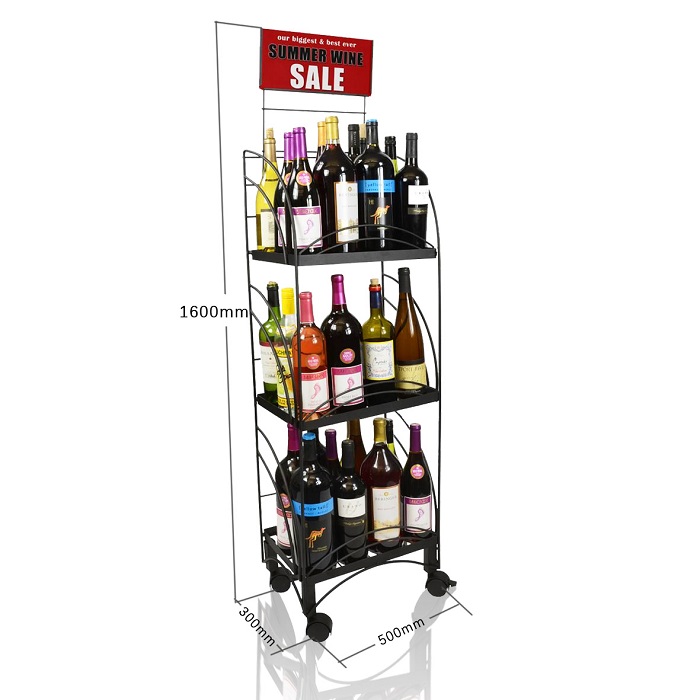 Custom POP Displays and Black Metal Display Stand for Liquor Store Floor Displays