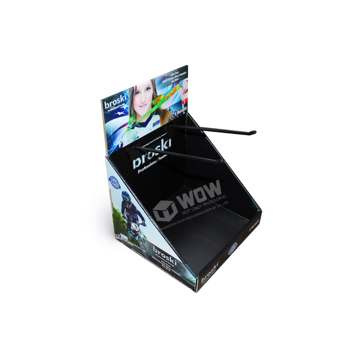 Custom Printed Cardboard Tabletop Display Stand with Hooks for Accessories Rack