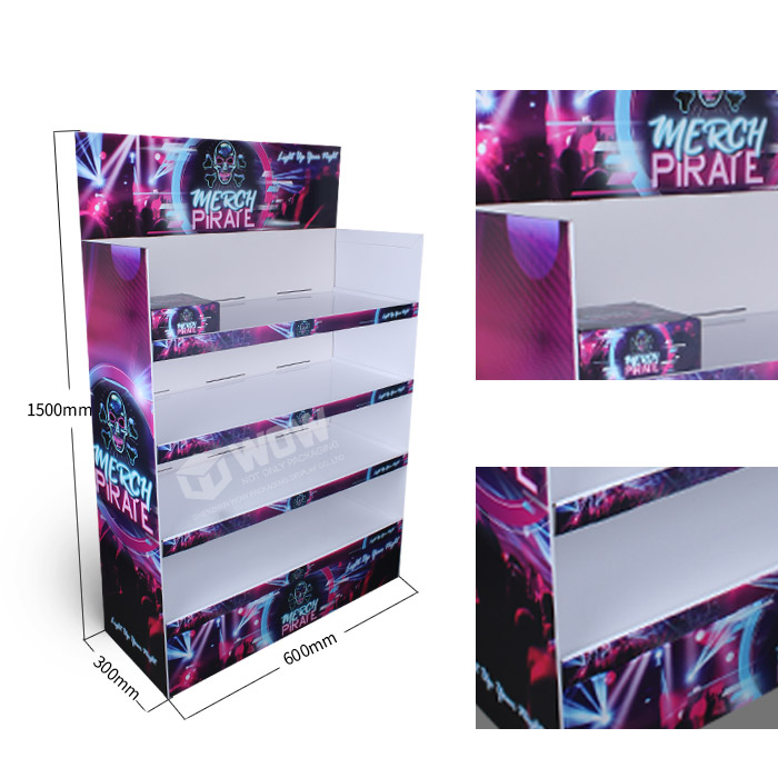 4-Shelf Corrugated Cardboard Cell Phone Accessories Floor Display Rack