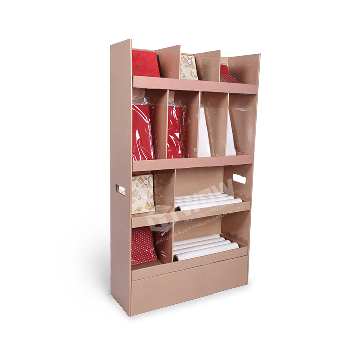 Flexo Ink Printing Custom Cardboard Floor Display Rack for Greeting Cards