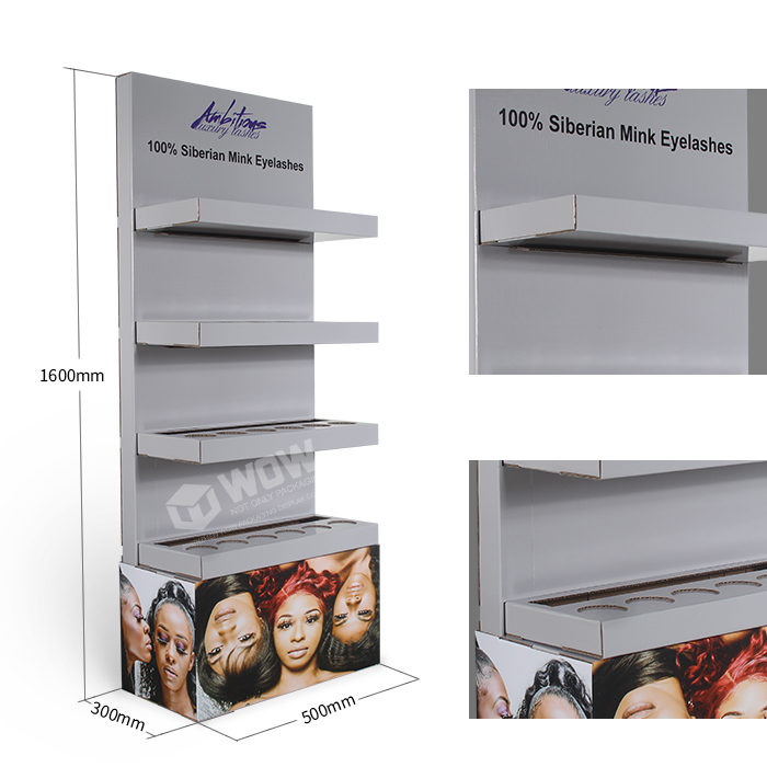 Custom 4-Tier Cardboard POP Floor Cosmetic Display Stand