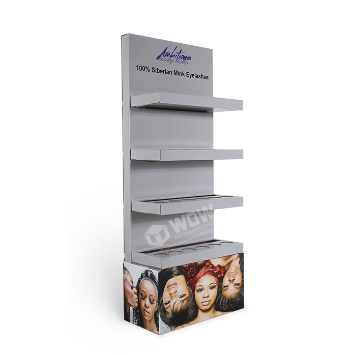 Custom 4-Tier Cardboard POP Floor Cosmetic Display Stand