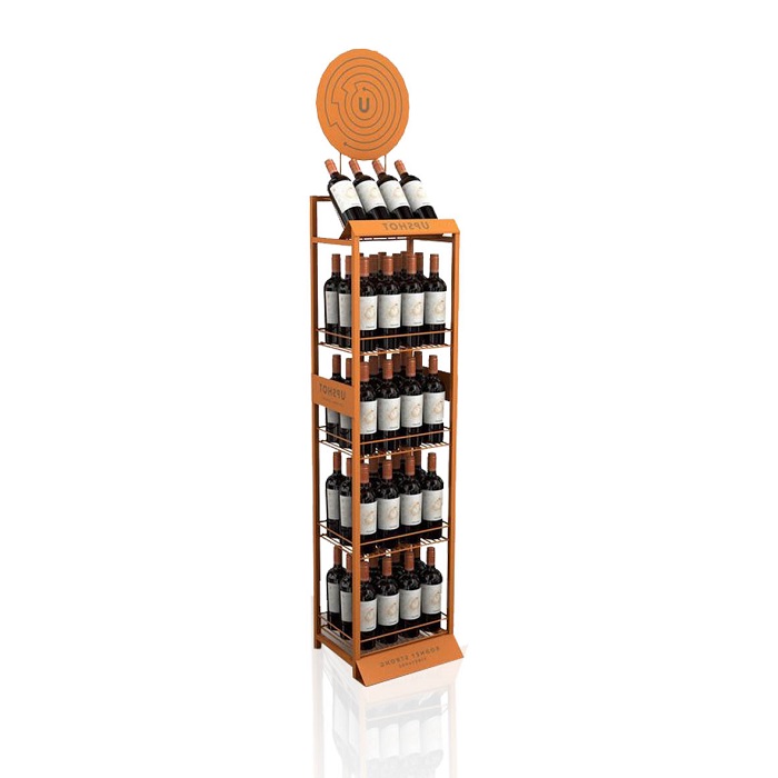 5-Tier Stainless Retail Wine Floor POP Display Shelf Rack