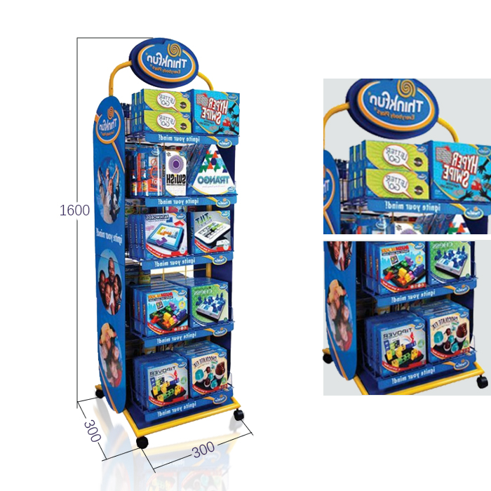 Freestanding Snack Rack Display with Metal Store Racks on Wheels