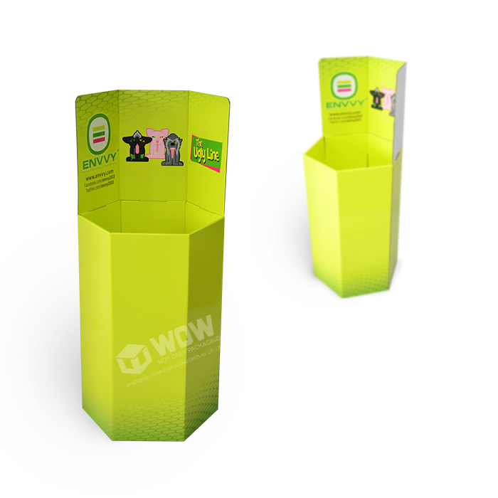 Printed Hexagon Dump Bin Display for Pet Food in Cardboard Shop Stands