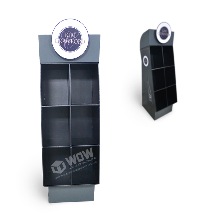 Retail Wine Display Featuring Cardboard Tiered Stands for 6 Cases and Cardboard POS Display Stands