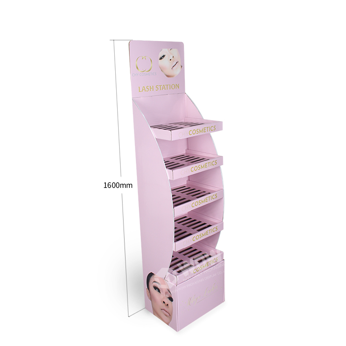 Makeup Display Stand for Retail Stores Featuring Floor Standing Racks and Cardboard POS Display Stands