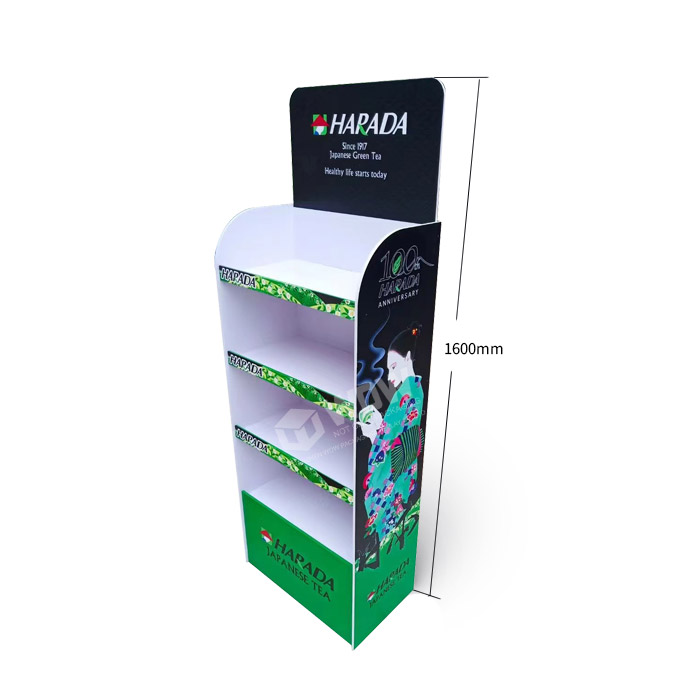 Tea Shop Display Featuring Floor Stand Displays with 4 Shelves and PVC Display Racks
