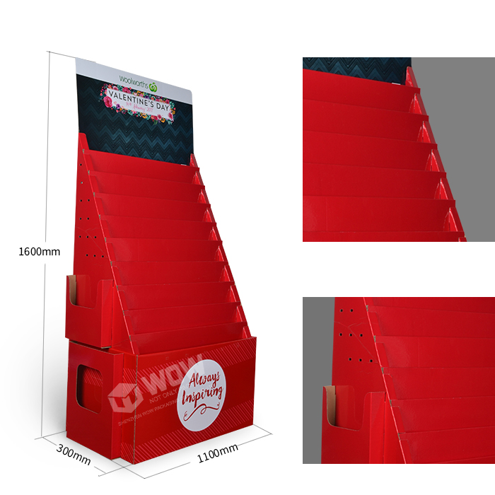 Greeting Card Display Units Featuring Cardboard Tiered Display Stands with 10 Tiers and Custom Cardboard Stands