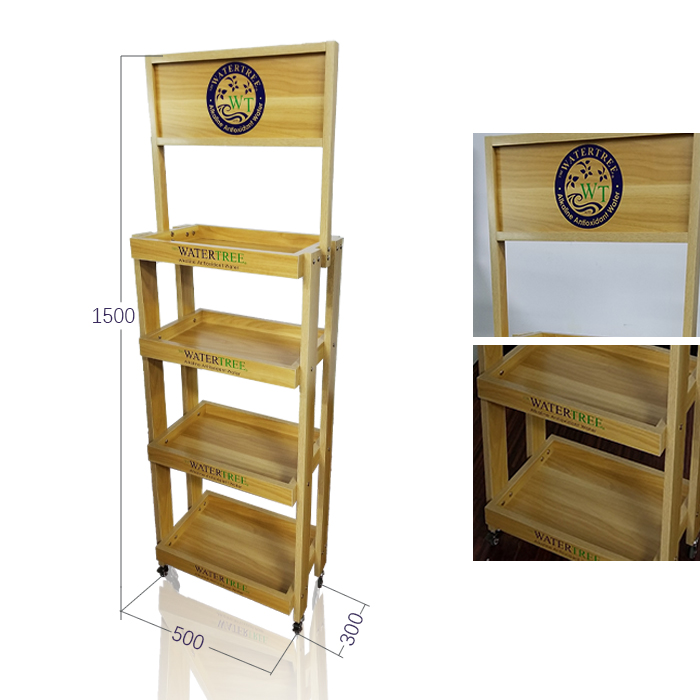 Floor Standing Wooden Liquor Bottle Display Rack