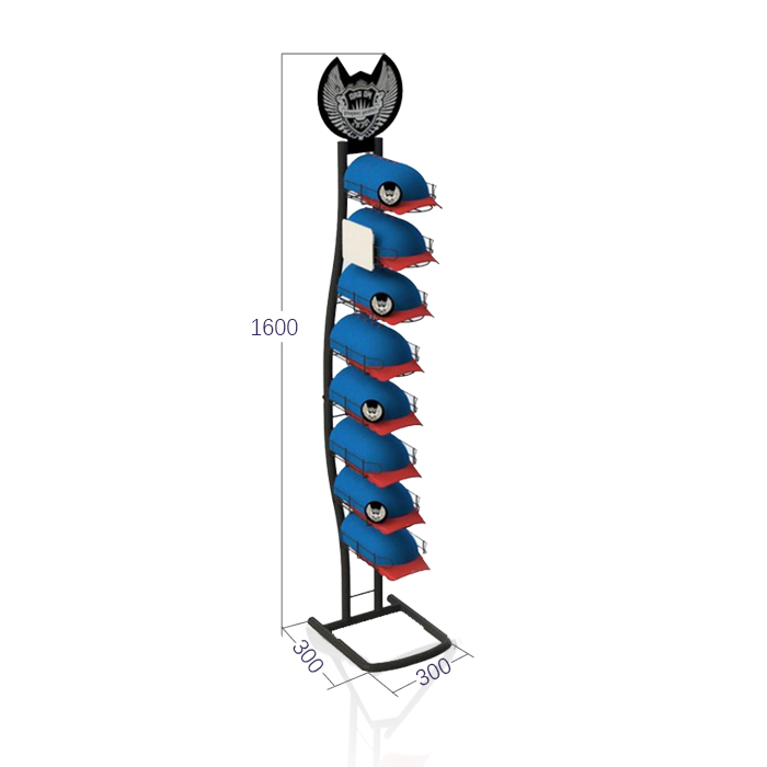 Baseball Cap Floor Standing Display Rack with Metal Racks