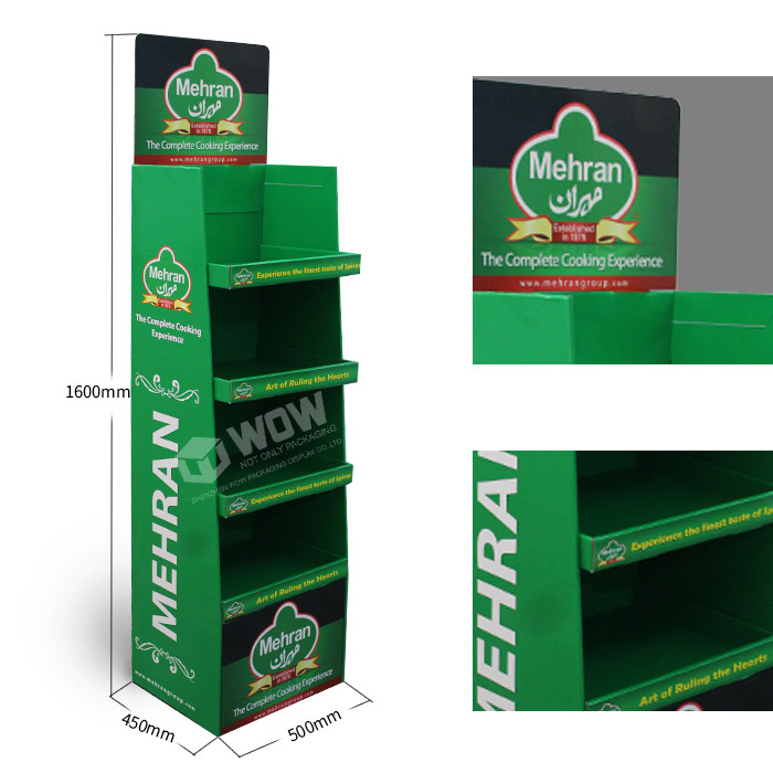 Cardboard FSDU Retail Spice Rack Display with POSM Shelf