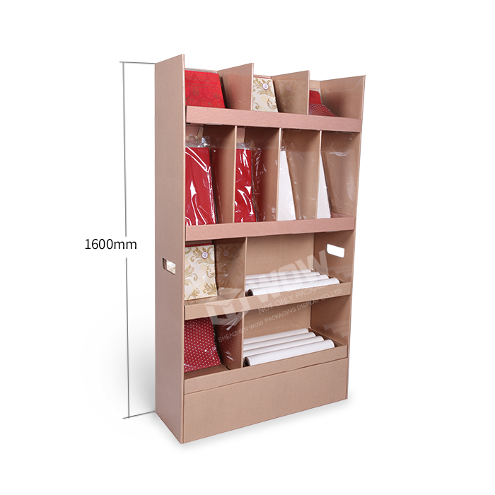 Flexo Ink Printing Custom Cardboard Floor Display Rack for Greeting Cards