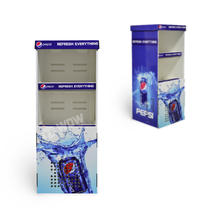 Innovative POP Pepsi Display Rack with Floor Standing Retail Cardboard Display Stand