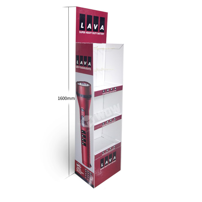 Cardboard Peg Display Stand for Flashlights with POS Marketing Materials