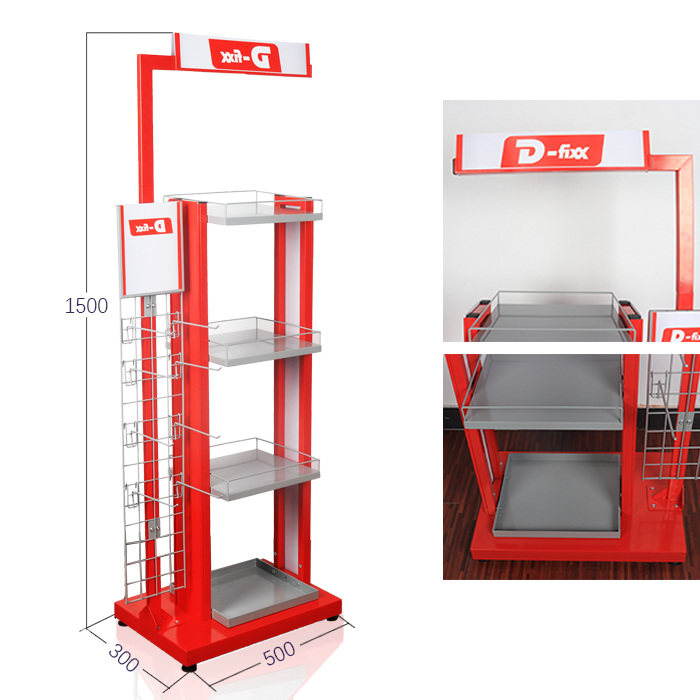 Garden Tools Display with Retail Wire Racks and Hooks