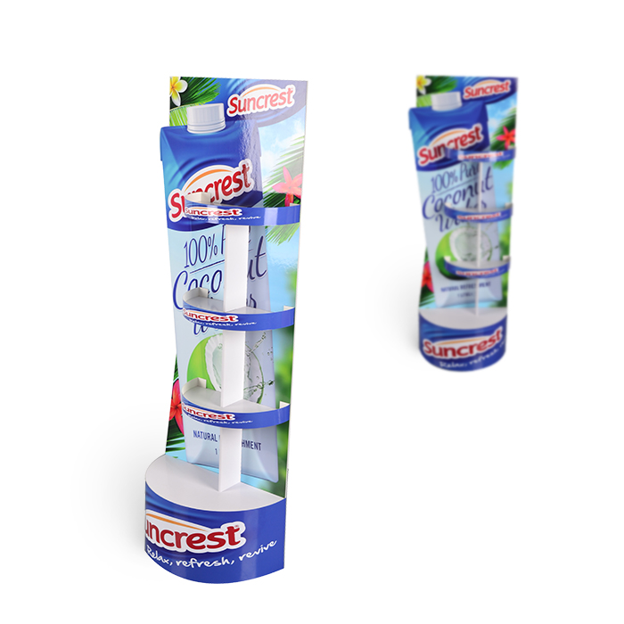 Point of Purchase Sales with Standing Cardboard Display for Coconut Bottle Rack