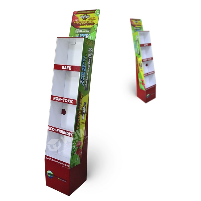 Retail POS Floor Display Rack for Bags Featuring Paper Rack Tower Design