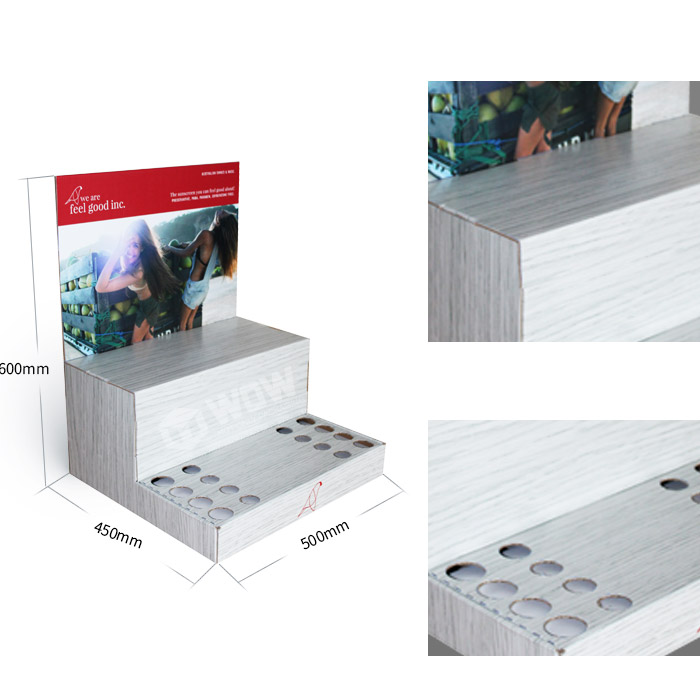 Two-Tier Cardboard Stair Step Display Stand Shelves for Perfume
