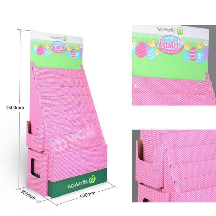 Easter Promotion Custom Corrugated Greeting Card Floor Display Stand