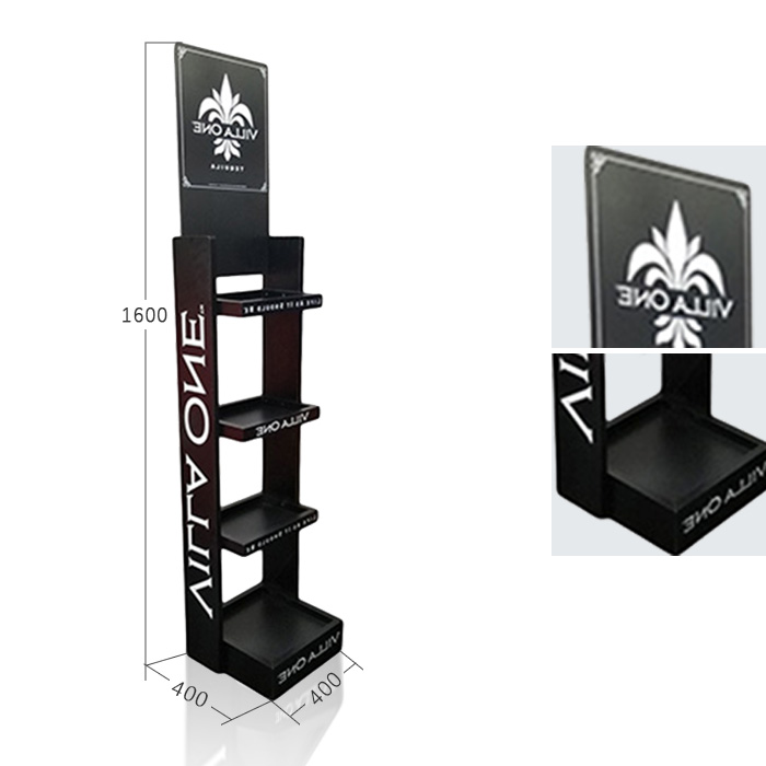 Metal Floor-Standing Liquor Bottle Display Rack with Shelving