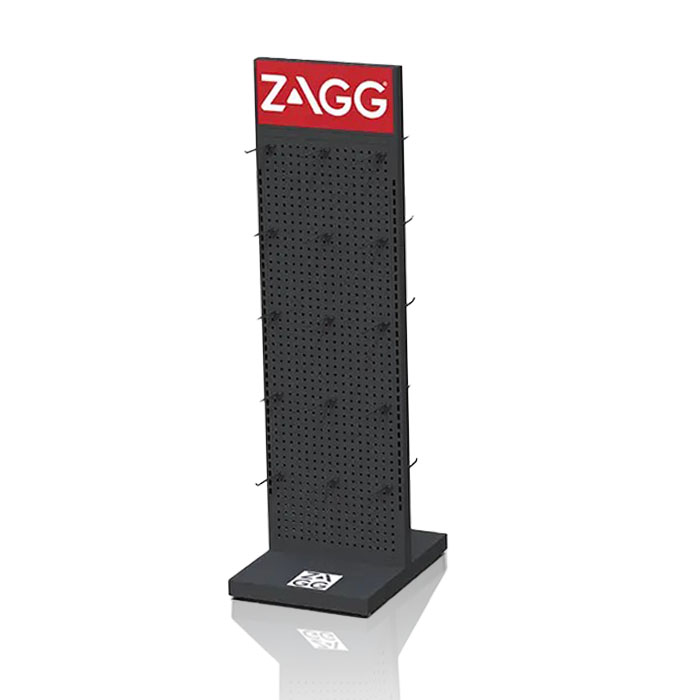 Black Metal Retail Pegboard Display Rack Stand for Batteries