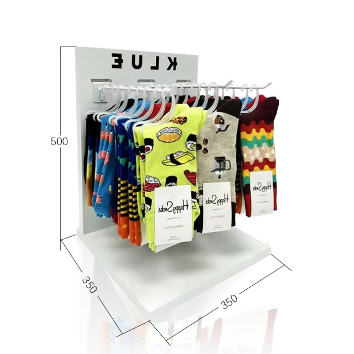 Tabletop Sock Display Stand with Wooden Point of Sale Design