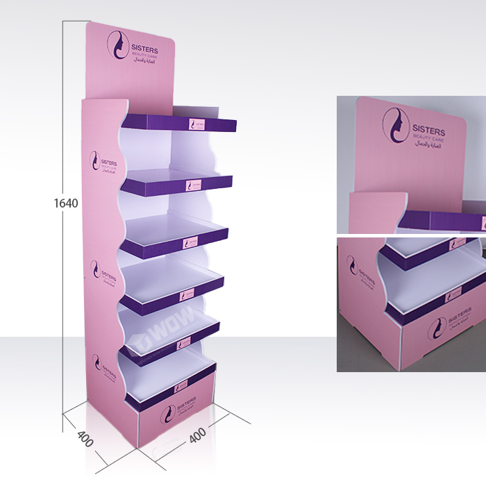 PVC Pop Floor Display Stand for Cosmetic Retail