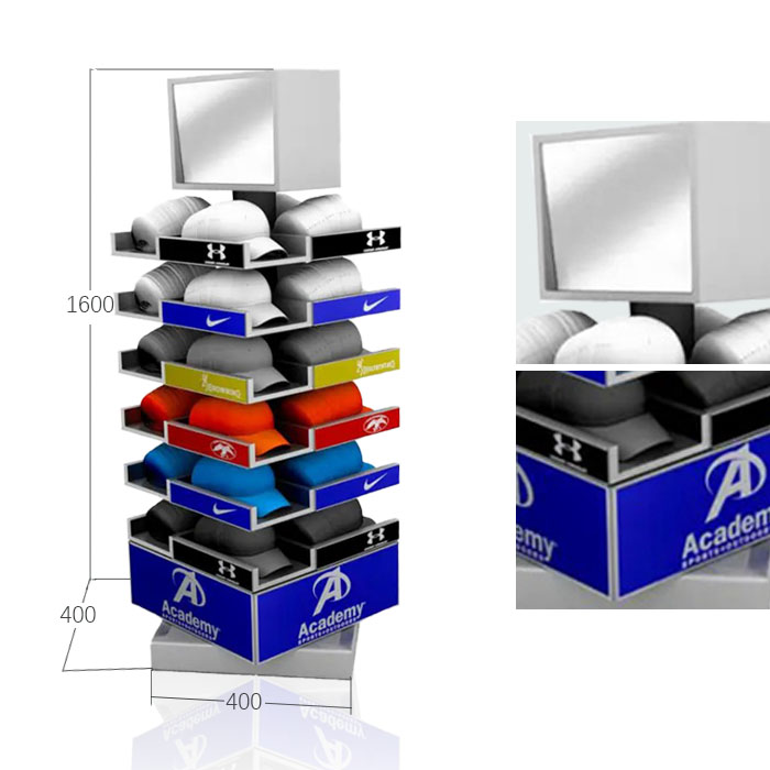 Baseball Cap Display Shelf with Turning Display Stand and Steel Stand