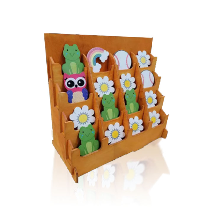 Sticker Display Stand with Countertop Rack in Plywood