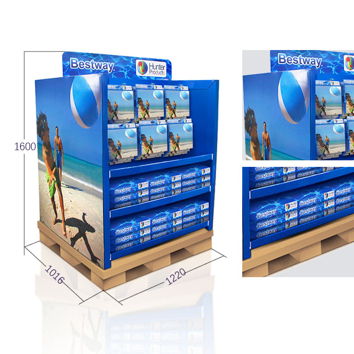 Walmart Pallet Cardboard Toy Display Stands with Corrugated Shelf Display