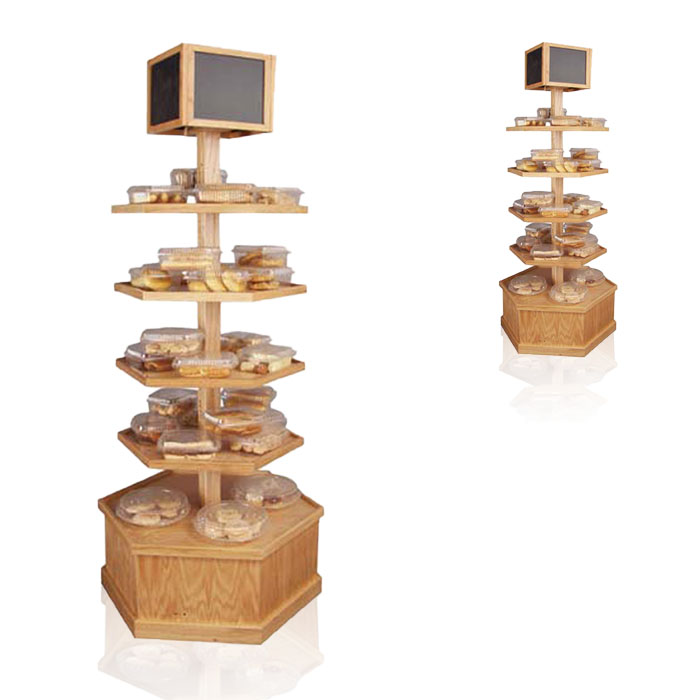 Wooden Bread Display Rack for Floor Standing Point of Sale