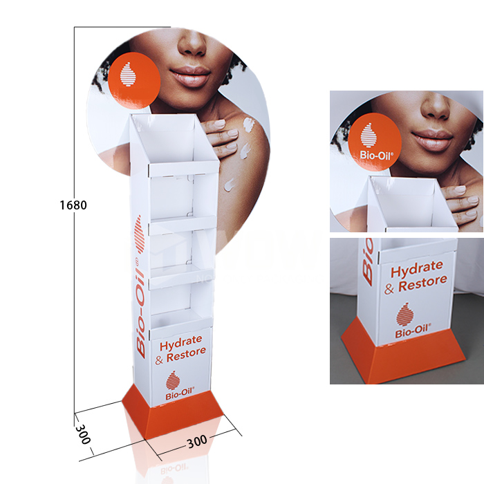 POP Floor Corrugated Shelf Display for Skincare Products