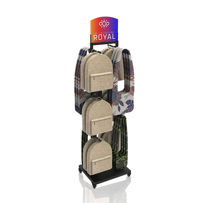 Bag Display Shelf with POP Floor Display and Metal Shelving