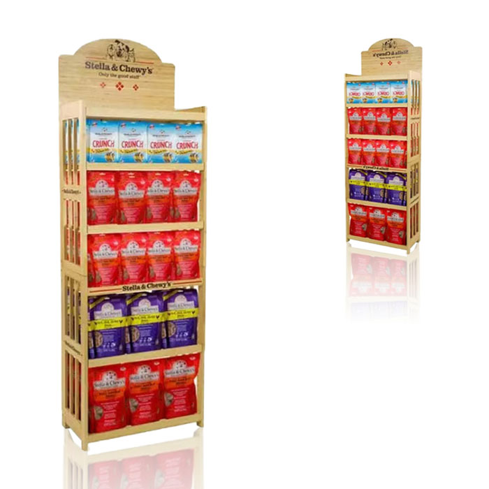 Dog Food Display with Floor Stand and Wooden POS Design
