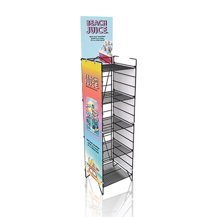 Juice Display Rack with Wire POP and Floor Display Features