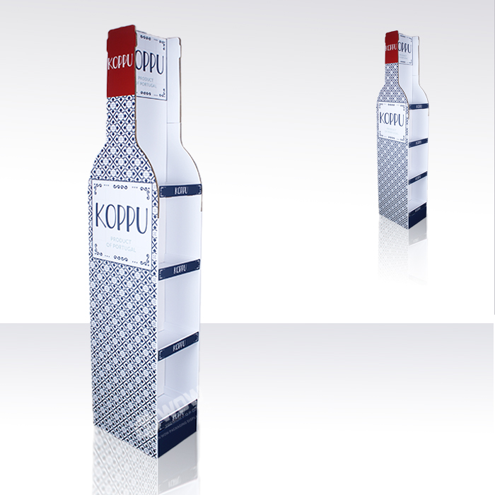 Corrugated POP Freestanding Wine Bottle Display Rack