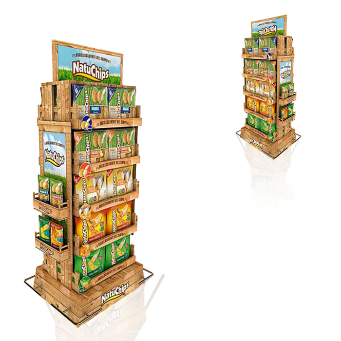 Wooden Bakery Cookie Display with Floor Racks