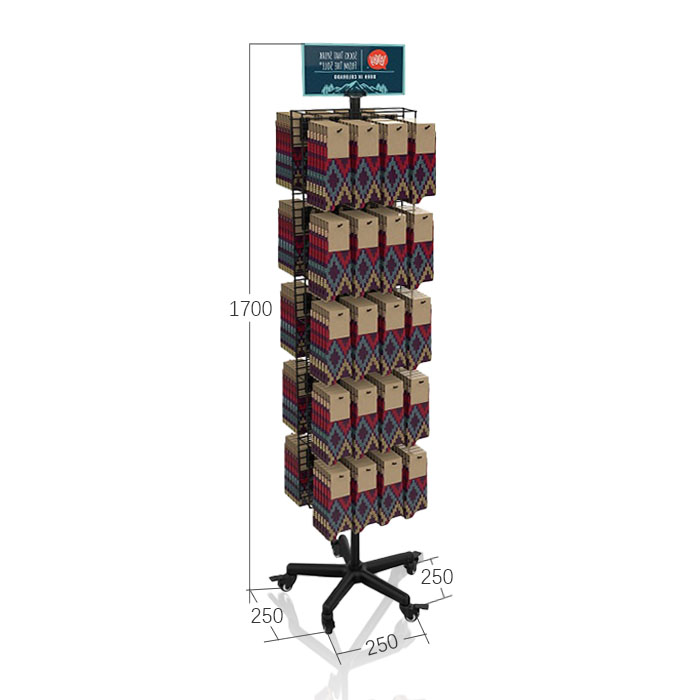 Retail Sock Display Rack with Floor Spinner and Black Metal Stand