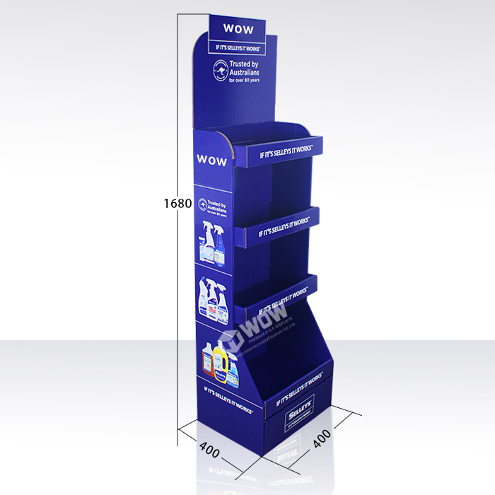 Retail Cleaners Corrugated Floor Display Stand