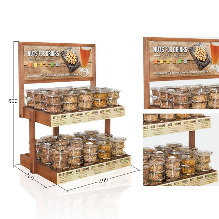 Nuts Display Stand with Countertop and Wooden Shelf Unit